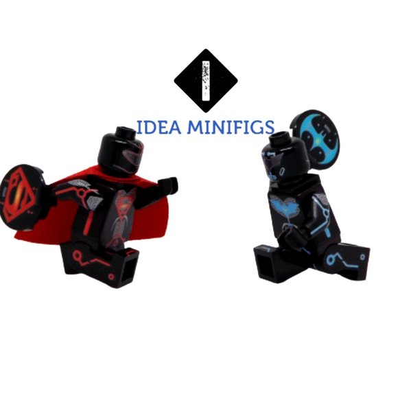 Pair of Batman Vs Superman Tron Hybrid Custom UV Print on Lego Minifigures - Picture 3 of 7